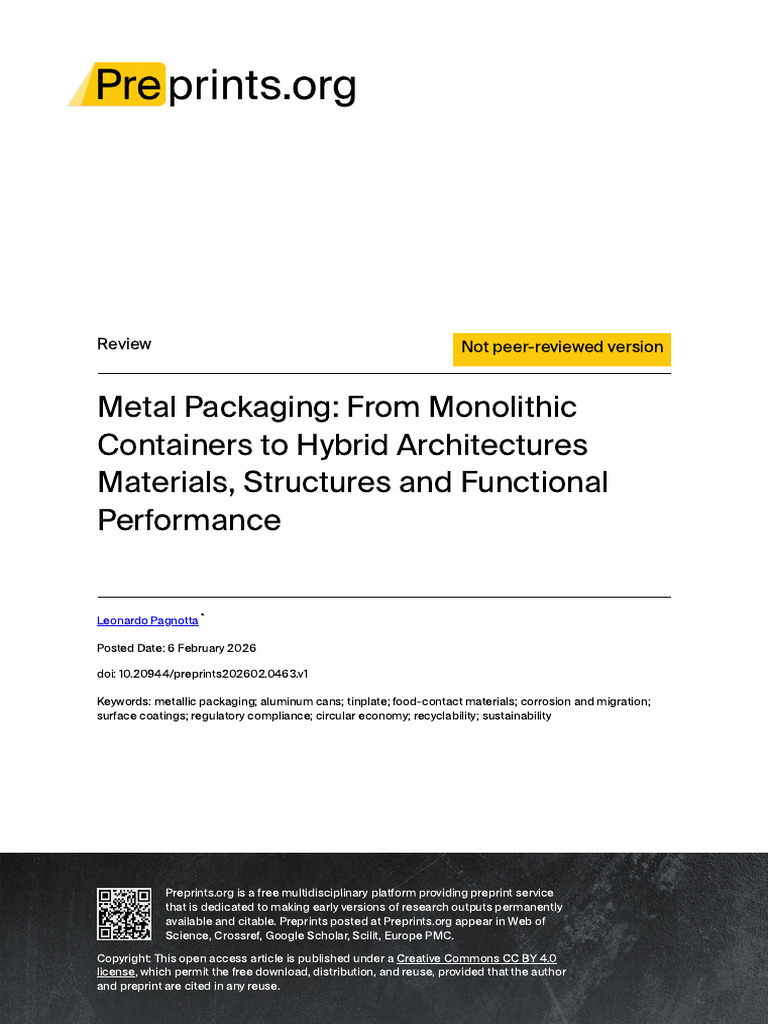 Metal Packaging: From Monolithic Containers To Hybrid Architectures ...