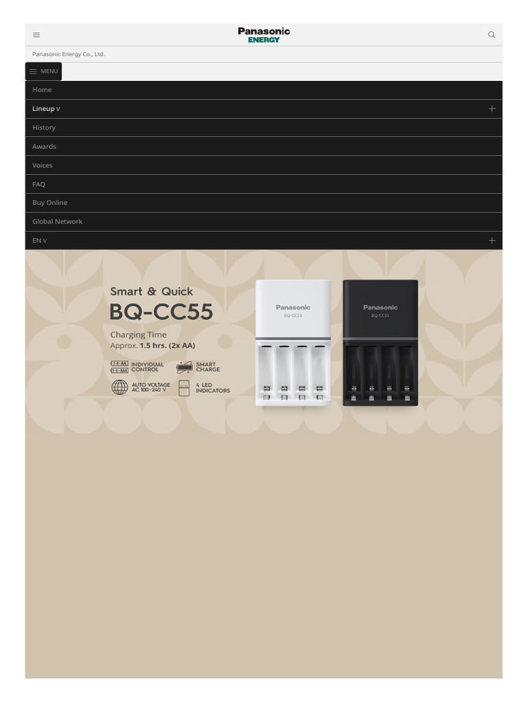 BQ-CC55 - Consumer - Panasonic Energy | PDF | Battery Charger | Electronics