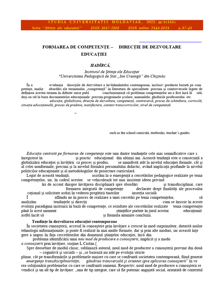 Formarea de Competente | PDF