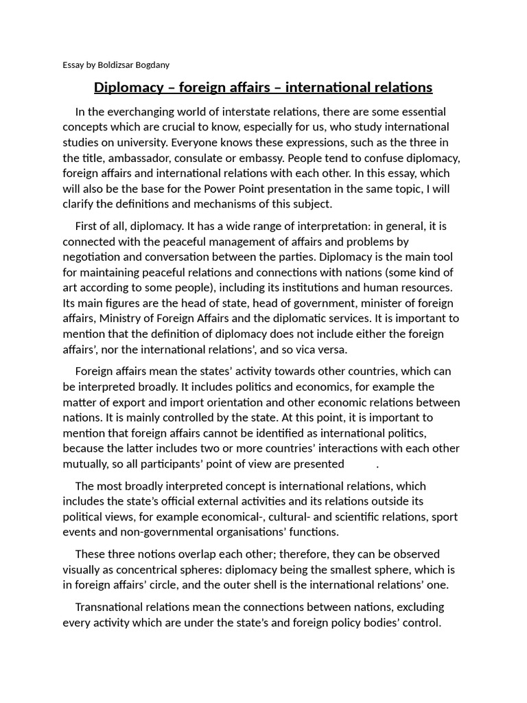 Diplomacy Foreign Affairs International Relations | PDF | Diplomacy ...