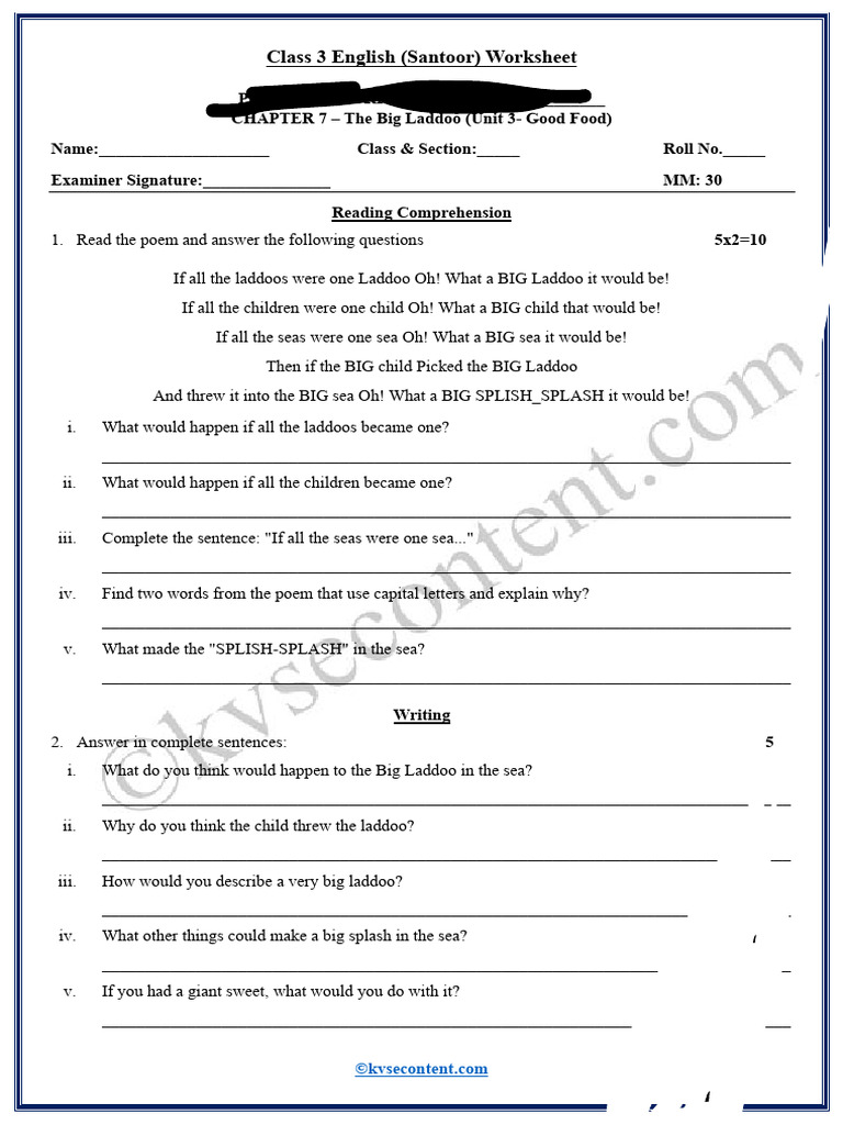 Class 3 English Term 2 | PDF