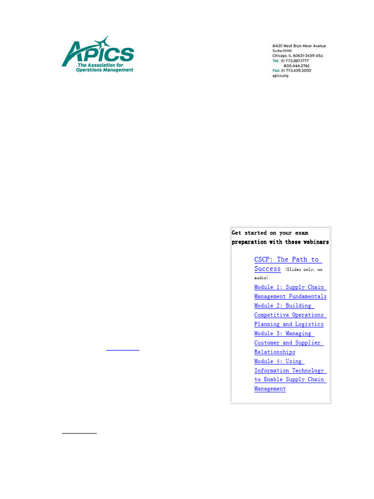 APICS CSCP Program Update | PDF