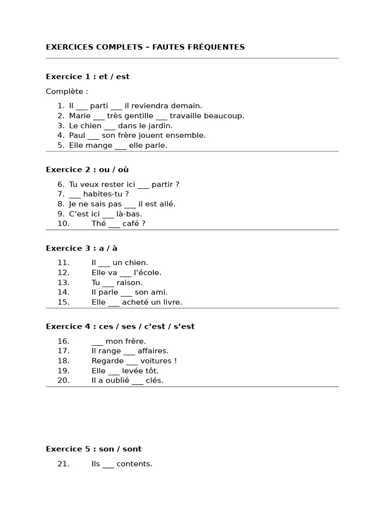 Exercices Complets | PDF