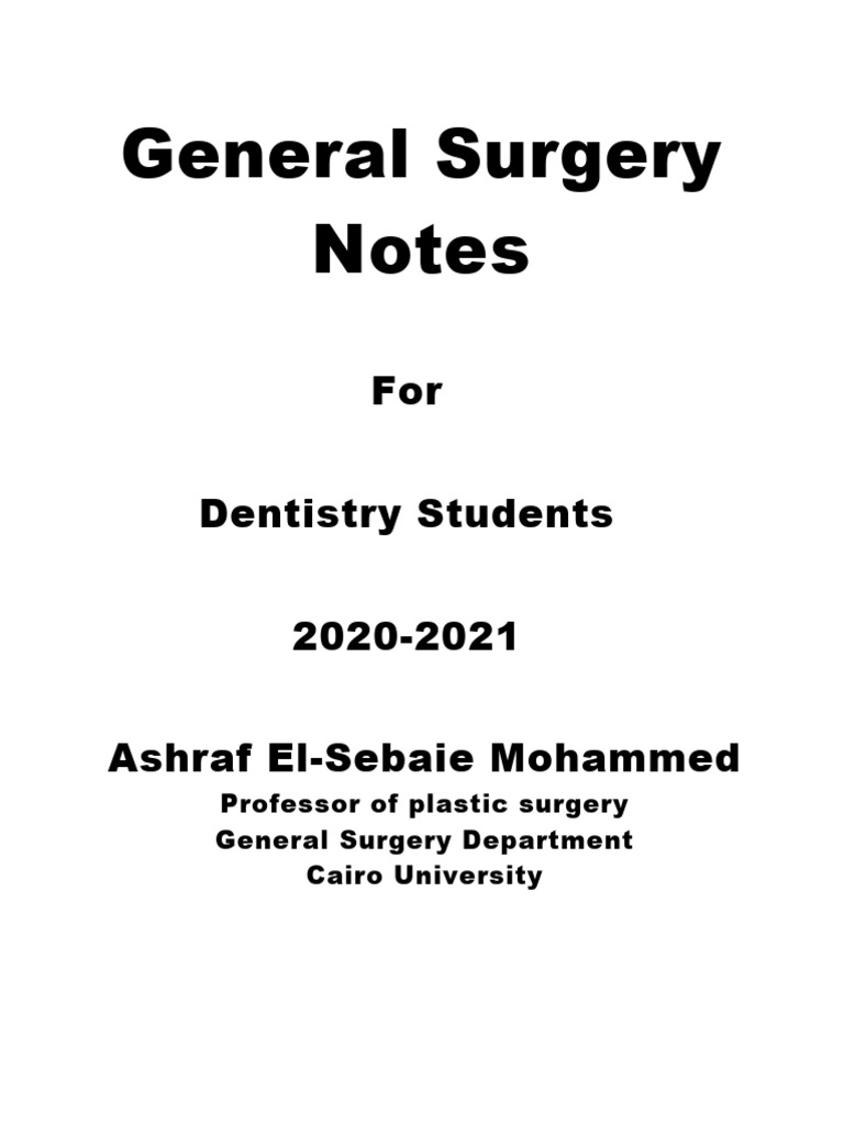 General Surgery Notes For Dentistry Students | PDF | Wound Healing | Wound