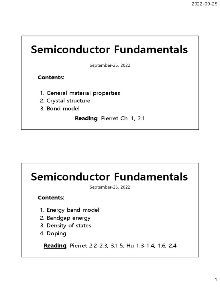 Sep-26 2022 - Semiconductor Fundamentals | PDF | Semiconductors ...