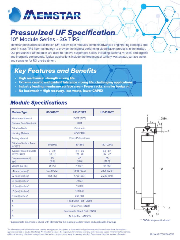 Memstar Uf 10 Inch Series | PDF | Membrane | Applied And ...