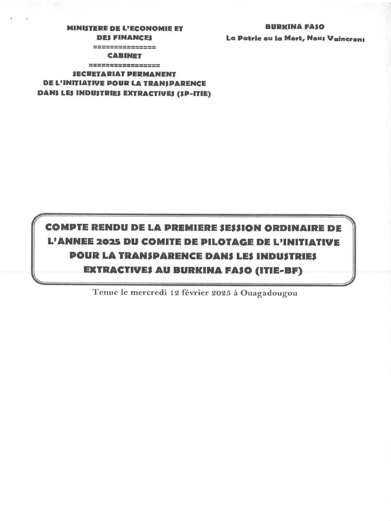 Compte Rendu 1ere Session Ordinaire 2025 Copil 12 Fevrier 2025 | PDF