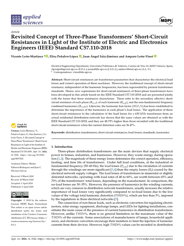 Applsci 14 03126 | PDF | Transformer | Electrical Resistance And ...