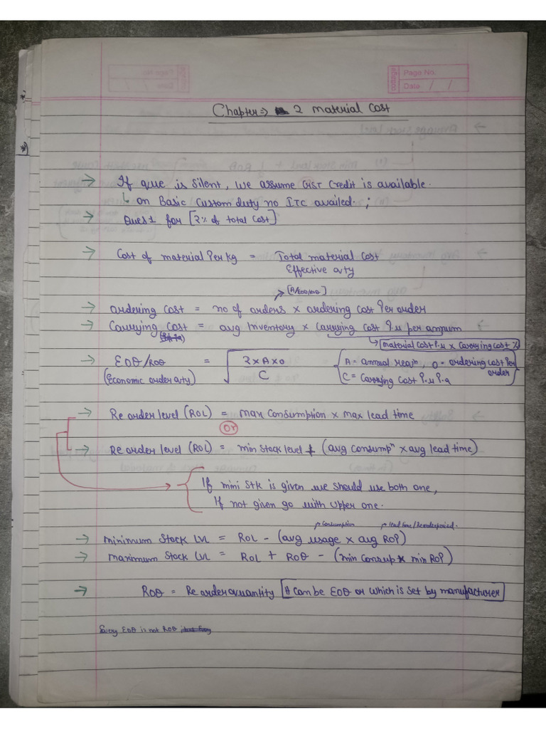 Costing Notes (GS) | PDF