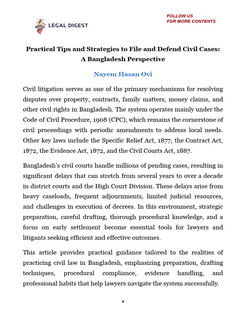 Practical Tips and Strategies To File and Defend Civil Cases | PDF ...