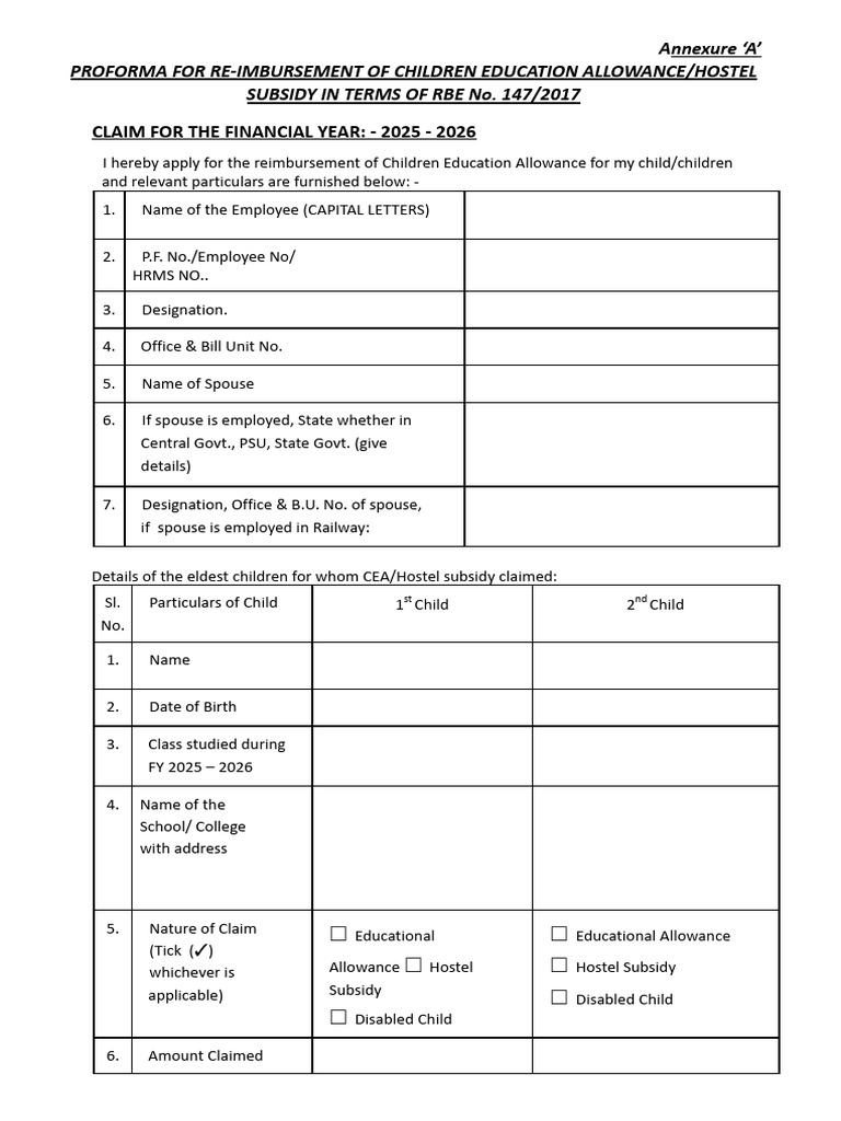 Children Education Allowance 2025-2026 | PDF