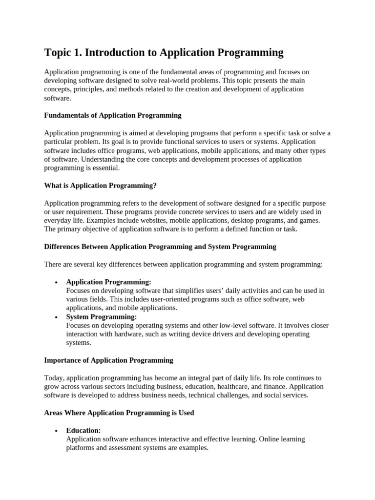 Lecture 1. Introduction To Application Programming | PDF | Databases ...