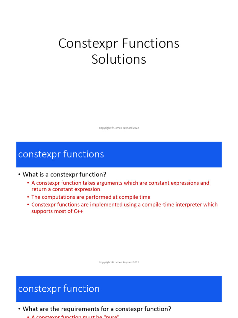 Constexpr Functions Solutions | PDF