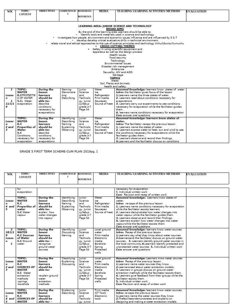 Gr5 Term 1 Scheme | PDF | Learning | Foods