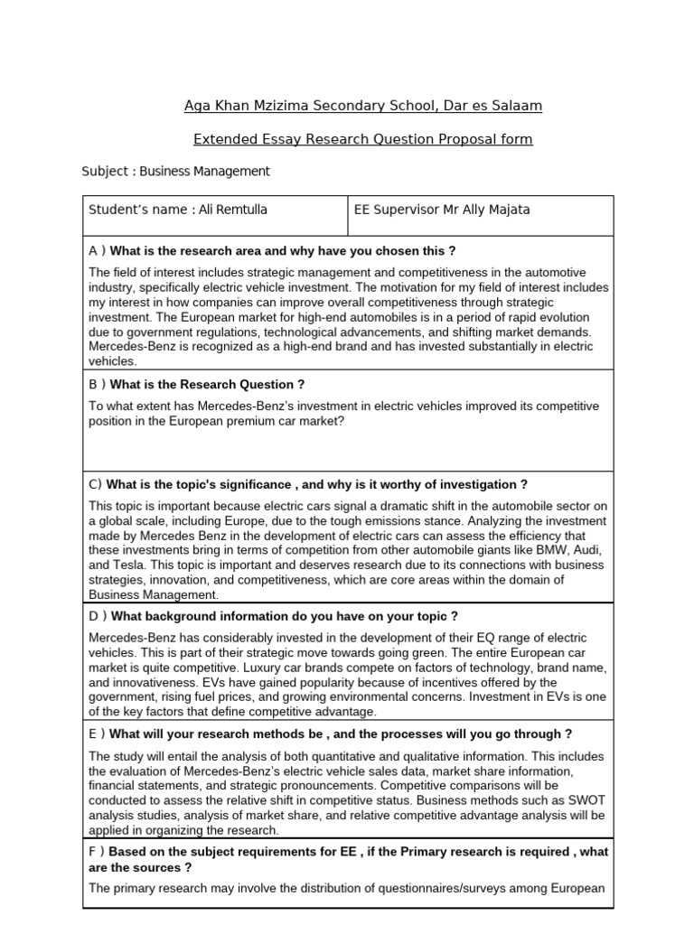 Ali Remtulla BusinessManagement | PDF | Mercedes Benz | Electric Vehicle