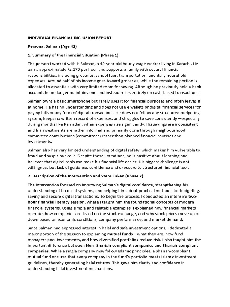 Individual Financial Inclusion Report - 31074 | PDF