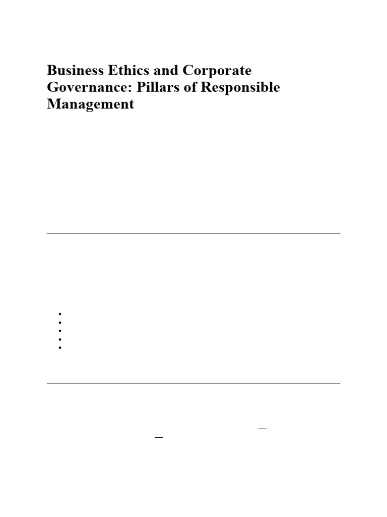 Business Ethics and Corporate Governance | PDF | Governance | Corporate ...