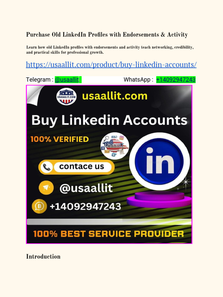 Purchase Old LinkedIn Profiles With Endorsements & Activity | PDF