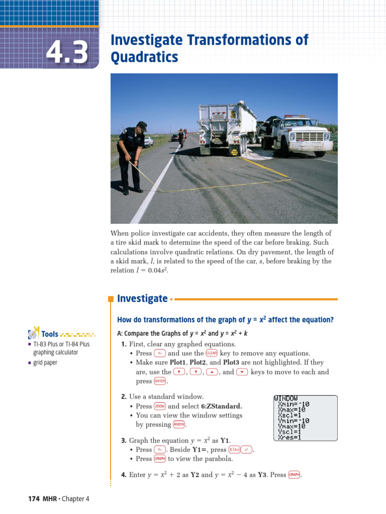 4 3 Investigate Transformations of Quadratics | PDF | Quadratic ...