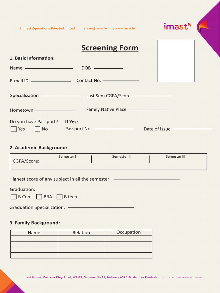 Screening Form | PDF