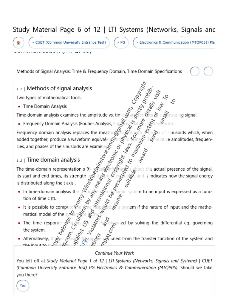 Signals and Systems Quick Notes | PDF | Applied Mathematics ...