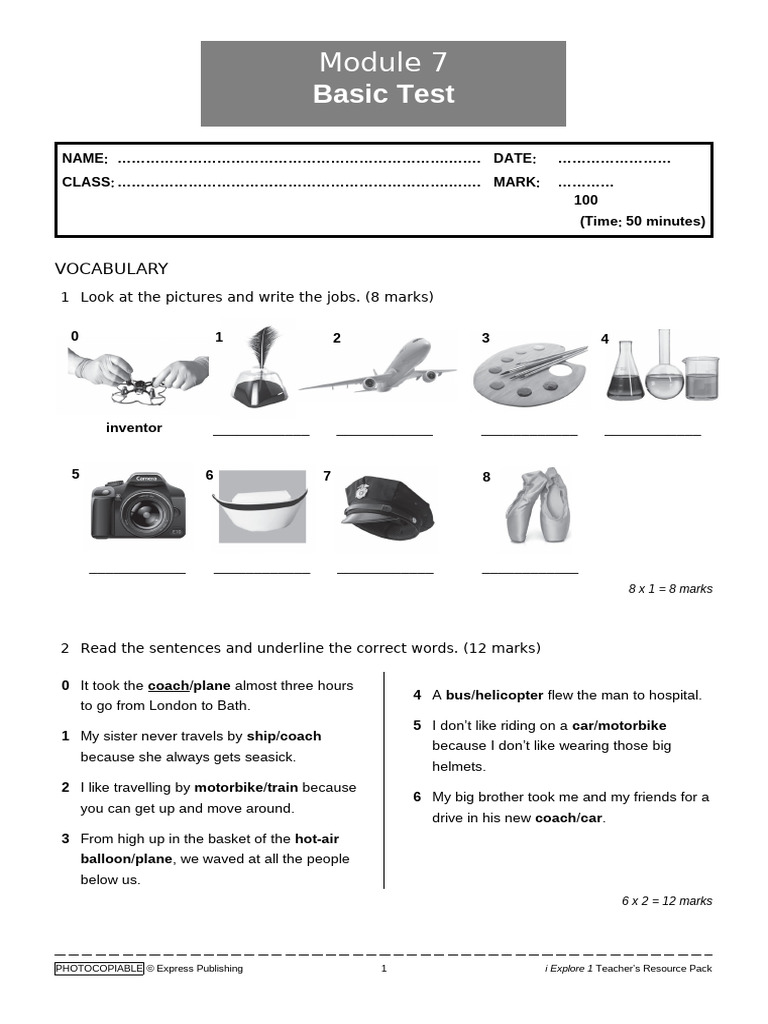 19 IExplore 1 Module 7 Basic Test | PDF