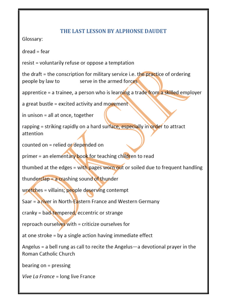 The Last Lesson PDF | PDF | Teachers