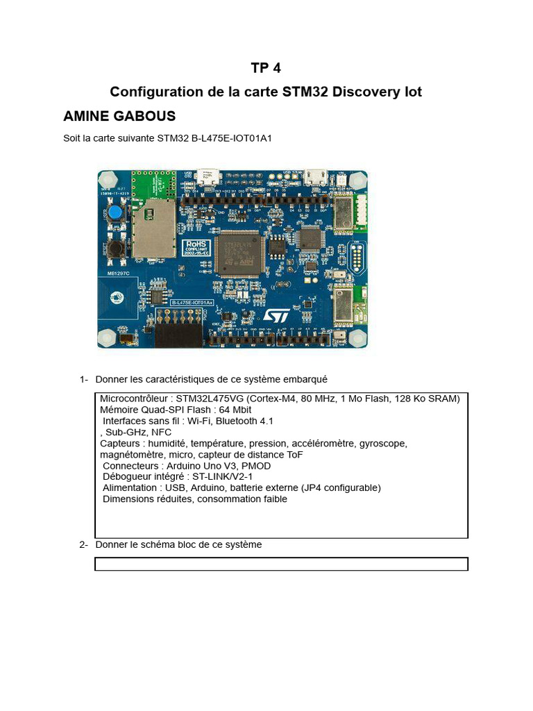 TP4 STM32 Dicovery Iot | PDF | Ingénierie informatique | Informatique