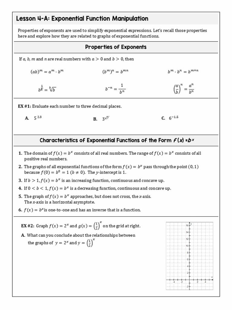 2.4 Exponential Function Manipulation | PDF | Function (Mathematics ...