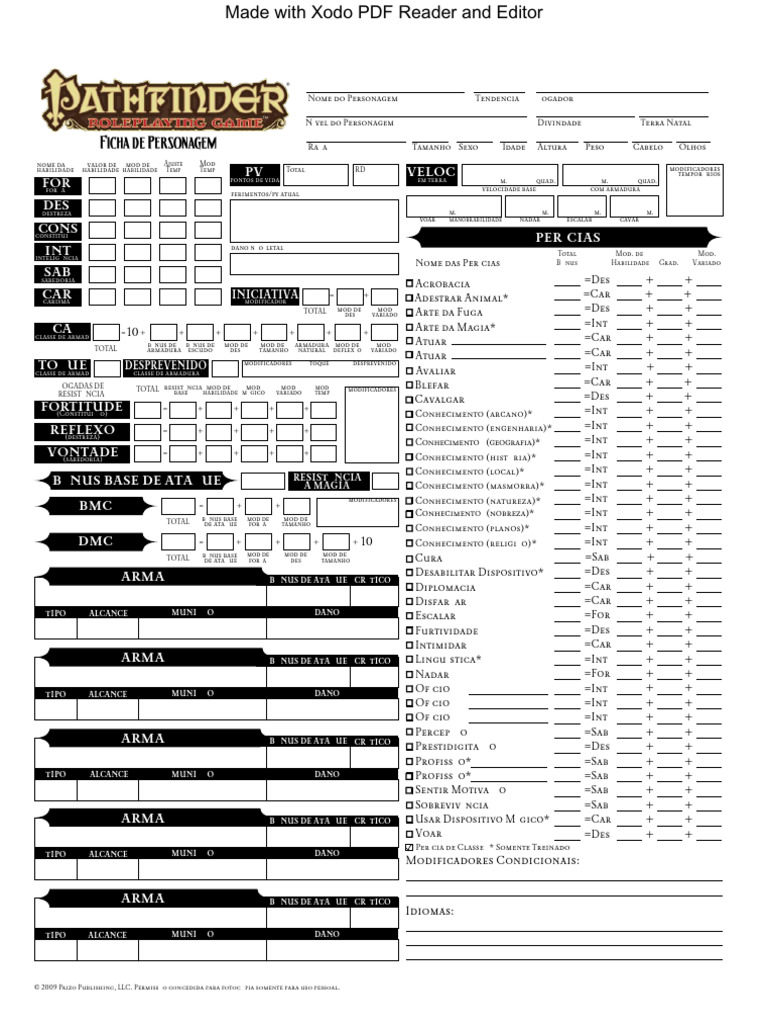 Ficha Diablo Arthur | PDF | Jogos | Jogos de RPG