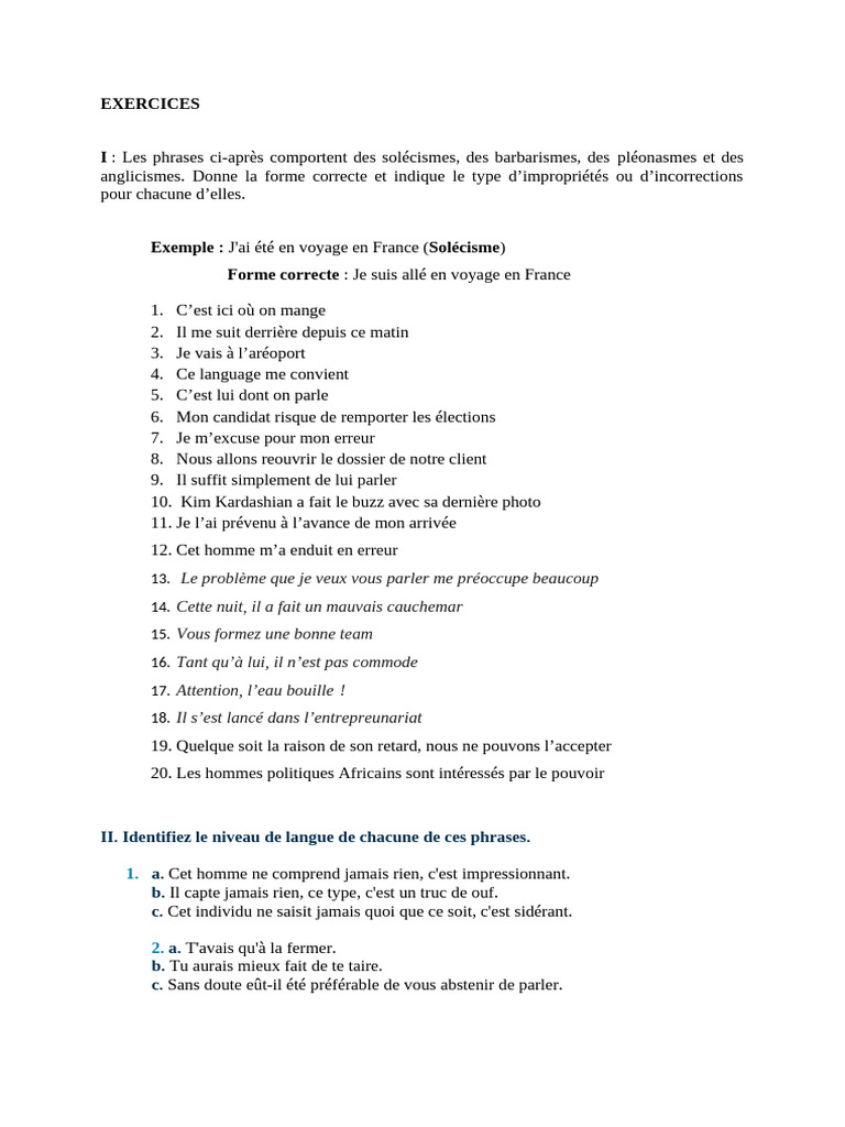 Exercices Techniques D'expression | PDF | Linguistique
