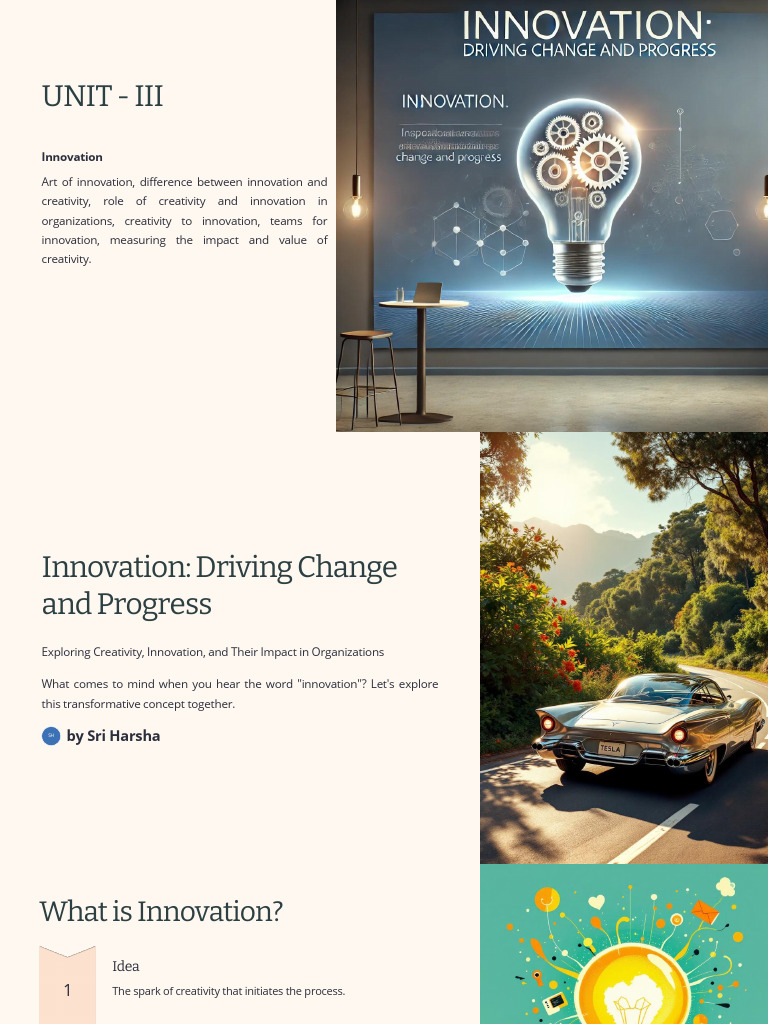 Unit III - Innovation | PDF | Creativity | Innovation