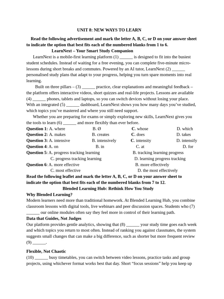 Unit 8 - G10 | PDF | Learning | Teachers