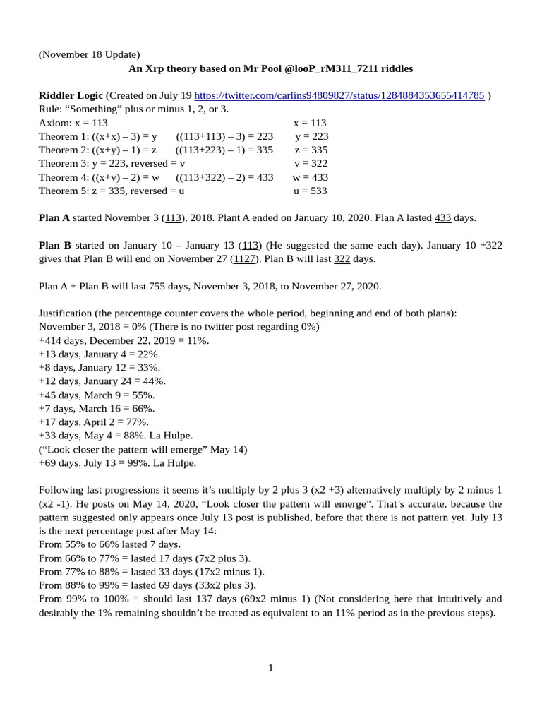 X R P Theory Based On MR - Pool @LooP - rM311 - 7211 Riddles November ...