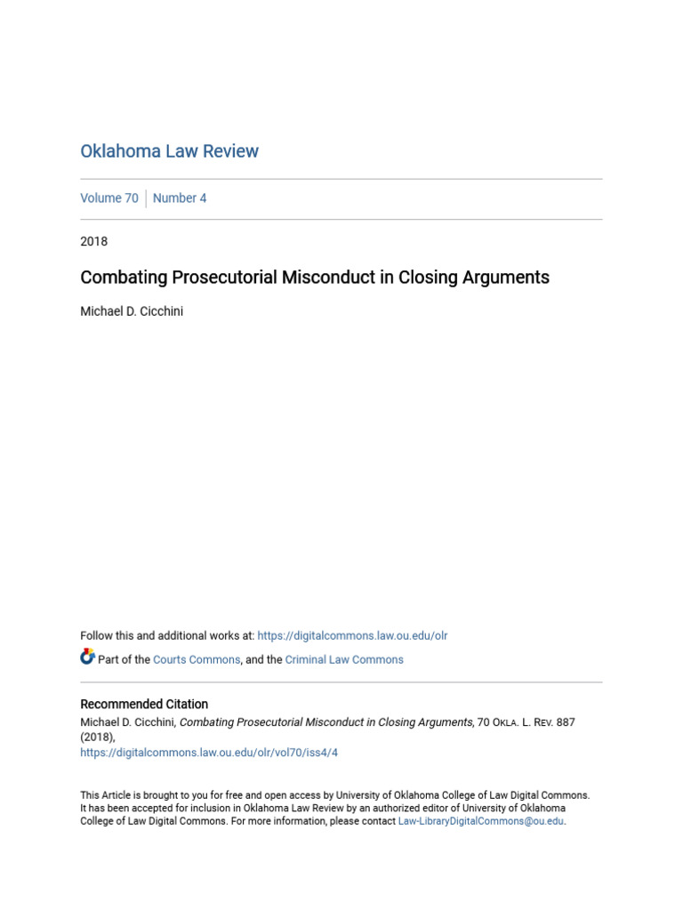 Combating Prosecutorial Misconduct in Closing Arguments | PDF ...