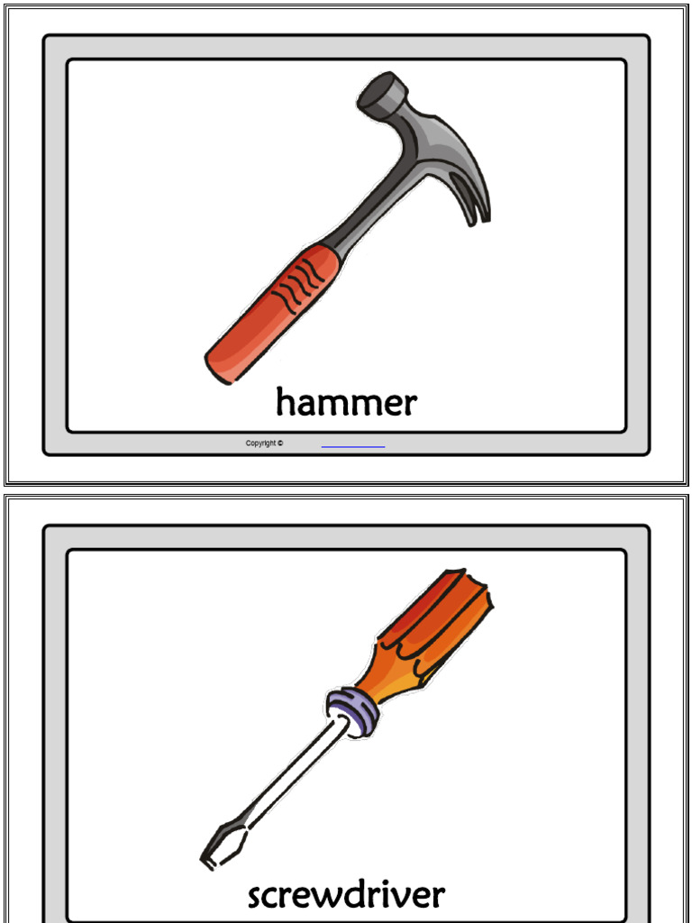 Hand Tools Vocabulary Esl Printable Flashcards With Words For Kids ...
