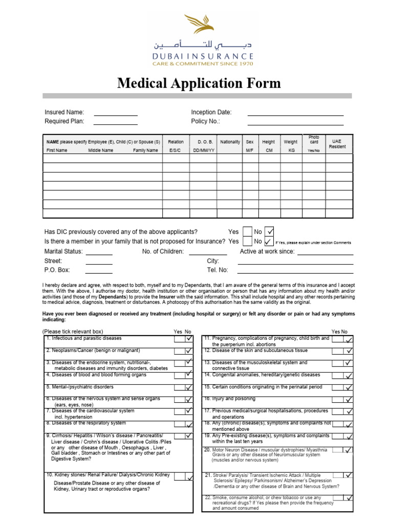 Individual Medical Application Form F | PDF | Kidney | Gastrointestinal ...
