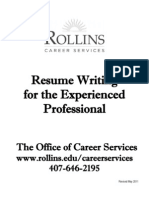 Resume Writing For The Experienced Professional: The Office of Career Services