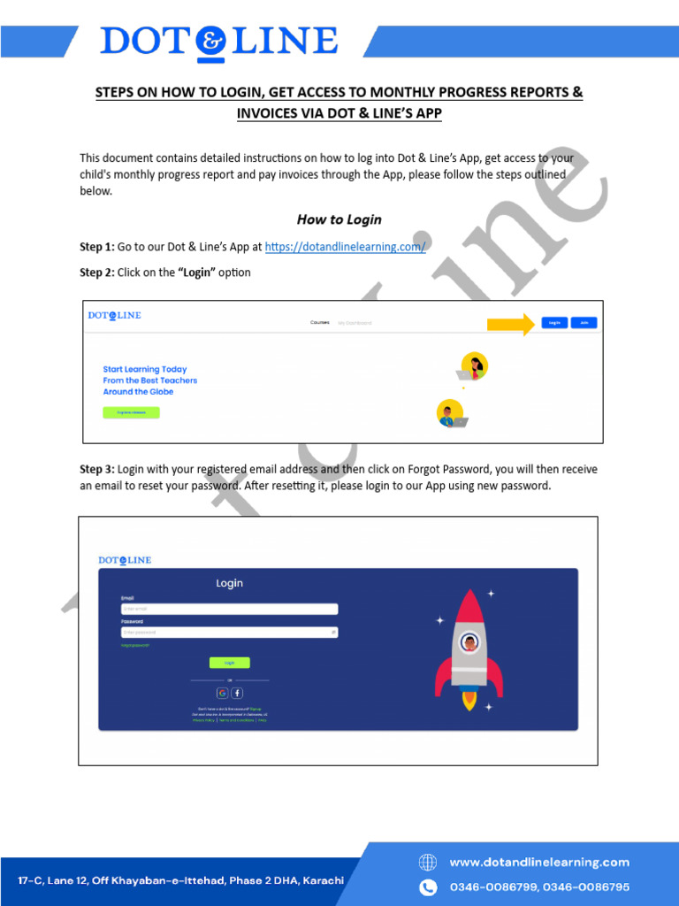 Guidelines to Login, Access Progress Reports & Invoices via Dot & Line ...