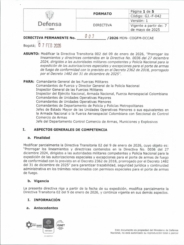 Directiva 003 Modificacion Directiva 002 - 260227 - 193141 | PDF ...