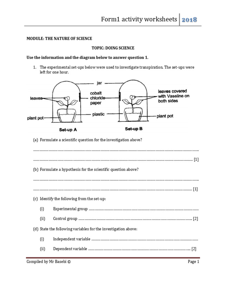 Form 1 Exercises SCIENCE (1) | PDF | Thermometer | Density