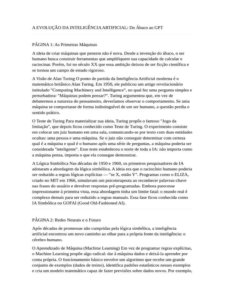 A Evolução Da Inteligência Artificial | PDF | Inteligência artificial ...