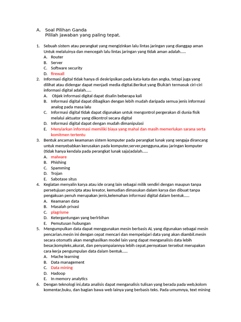 Soal Pilihan Ganda | PDF