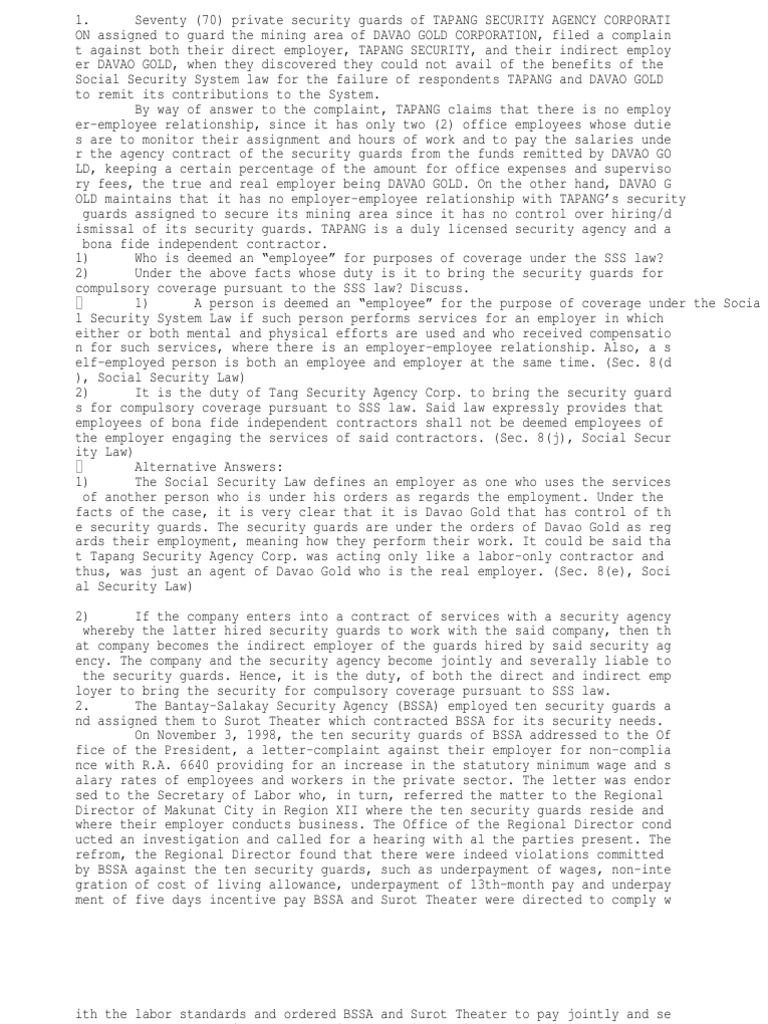 1993 Bar Questions Labor Standards PDF Overtime Employment
