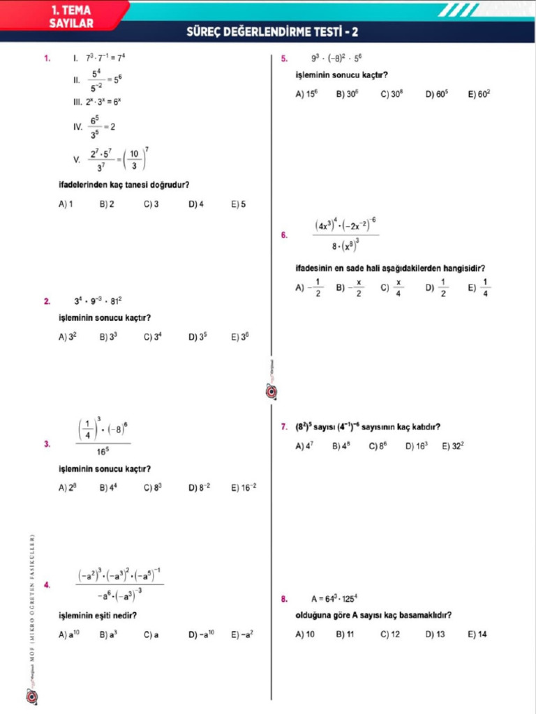 Matemati̇k Teast | PDF