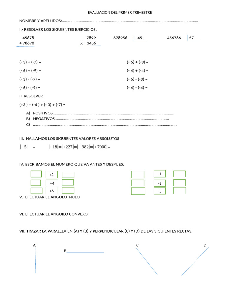 Evaluacion Del Primer Trimestre 2024 | PDF