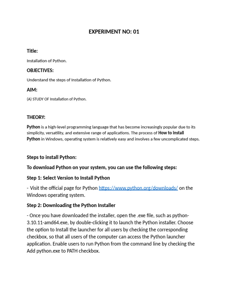 Experiment No 1 | PDF