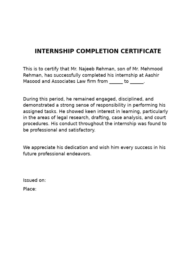 Internship Certificate | PDF
