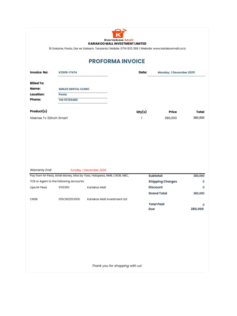 Invoice TV 32 | PDF