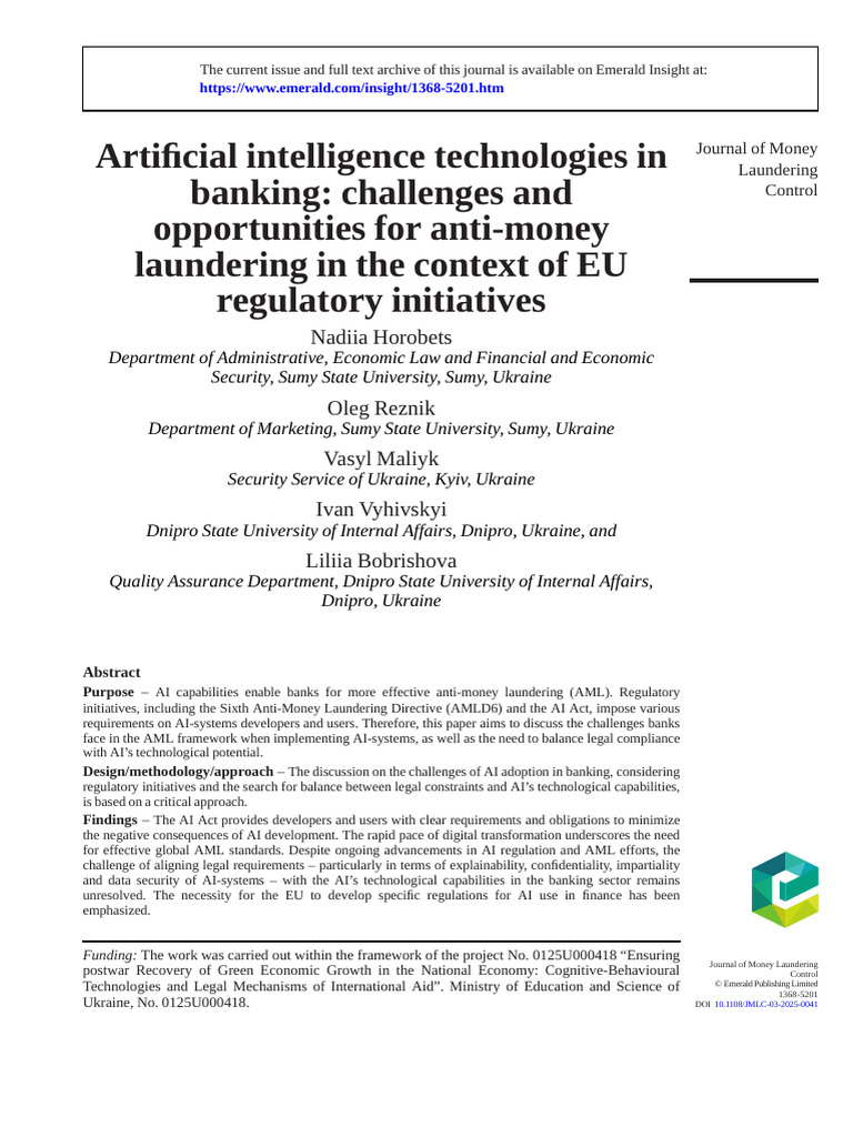 JMLC 03 2025 0041 | PDF | Money Laundering | Regulatory Compliance